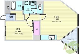 テアトルメゾン豊中 1LDKの間取図画像