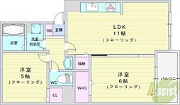 セゾンエスポワール2 2LDKの間取図画像