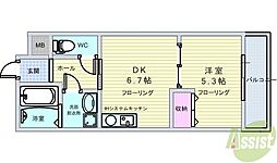 西緑丘グランハイツ 1DKの間取図画像