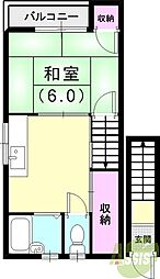 畦崎文化 1DKの間取図画像