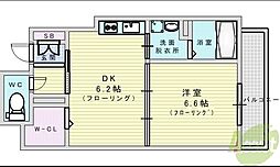 ソレイユ服部 1DKの間取図画像