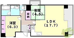 池田天神アーバンリズ 2LDKの間取図画像