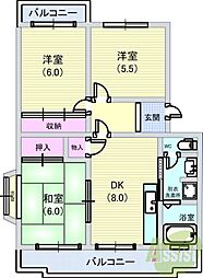 パストラル菅原 3DKの間取図画像