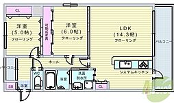 クロツヴィア桜塚 1LDKの間取図画像