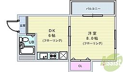 ベストレジデンス蛍池 1DKの間取図画像