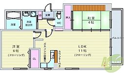 マティエール曽根 2LDKの間取図画像