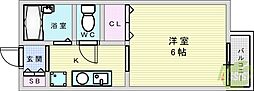 アルフレックス箕面 1Kの間取図画像
