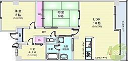 フェルティ豊中 3LDKの間取図画像