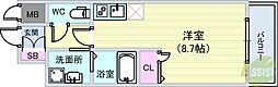 アクアラフォレ豊中 ワンルームの間取図画像