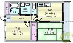 万代マンション・2 2DKの間取図画像