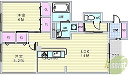 グランチュイールA 2LDKの間取図画像