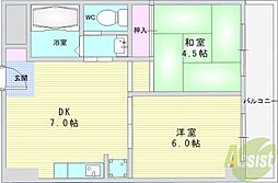 高木マンション 2DKの間取図画像