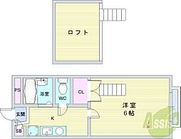 レジデンス曽根 1Kの間取図画像