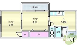 カーサ396 2Kの間取図画像