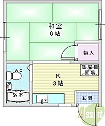 春日荘ハイツS棟 1Kの間取図画像