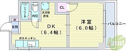 ロイヤルパレス桜の町 1DKの間取図画像