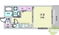 ヴィラグレイスA・B 1Kの間取図画像