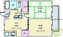 ハイツ・パークサイド 2DKの間取図画像
