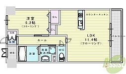 プレメント豊中 1LDKの間取図画像