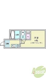 仲ハイム箕輪 1Kの間取図画像