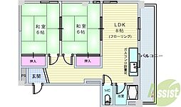 たかみビル 2LDKの間取図画像