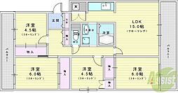 栄南団地4号棟 4LDKの間取図画像