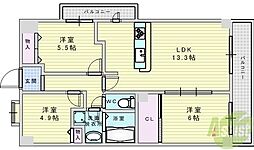 グランフォルク豊中 3LDKの間取図画像