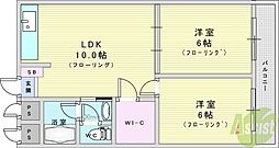 蛍池ハイツ西棟 2LDKの間取図画像
