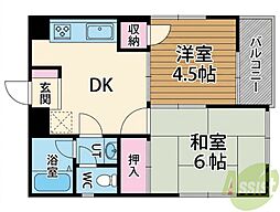 プレアール稲津 2DKの間取図画像