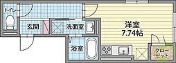 D-roomクロス 1Kの間取図画像