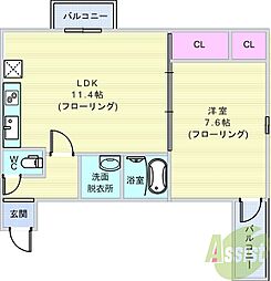 ハイム天神1 1LDKの間取図画像
