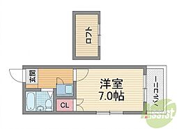 マンショントニオー能勢口第1 1Kの間取図画像