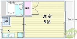 天神リバーサイドマンション 1Kの間取図画像