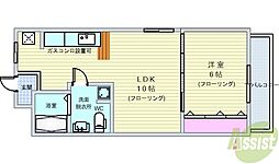 笹部ハイツ 1LDKの間取図画像