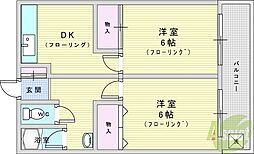 パンション明石 2DKの間取図画像