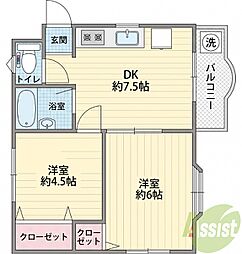 ハイツマドレ 2DKの間取図画像