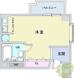 ロイヤルコート上池田 ワンルームの間取図画像