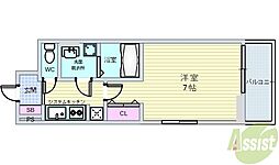 メゾンドゥテオ 1Kの間取図画像