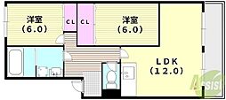 ルミエール山下 2LDKの間取図画像