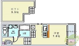 アールグレイス石橋 ワンルームの間取図画像