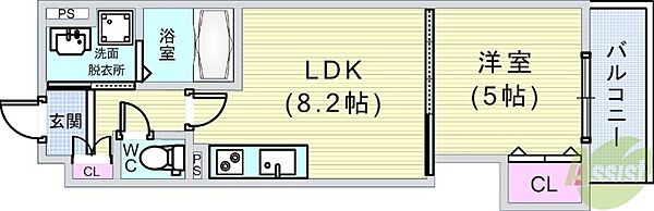 クリエオーレ箕輪 105｜大阪府豊中市箕輪2丁目(賃貸アパート1LDK・1階・33.03㎡)の写真 その2