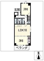 名古屋市営名城線 平安通駅 徒歩2分の賃貸マンション 7階2LDKの間取り