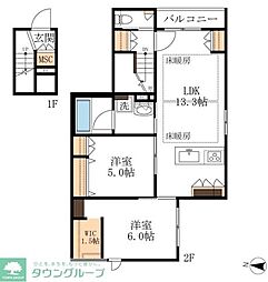 名古屋市営桜通線 桜山駅 徒歩12分の賃貸マンション 2階2LDKの間取り