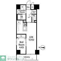 JR東海道本線 尾頭橋駅 徒歩9分の賃貸マンション 15階1LDKの間取り
