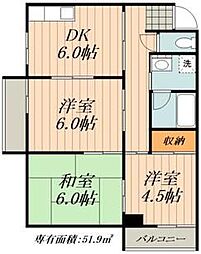 木下ビル 3DKの間取図画像