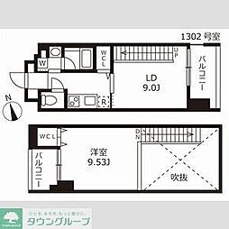 花の木ライズ 13階1LDKの間取り