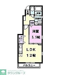 グランドカーサ枇杷島 1階1LDKの間取り