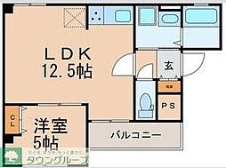 ポーラスタービル6thステージ 4階1LDKの間取り