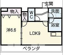 グランドハイツ豊山II 4階1LDKの間取り