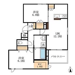THE RITZ 中柴 2階2LDKの間取り